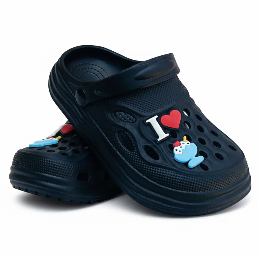 Kids Crocs Dark Blue with Red | Lightweight Breathable Clogs