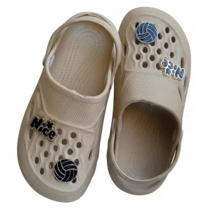 Beige EVR Girls Crocks Lightweight Comfortable Kids Footwear