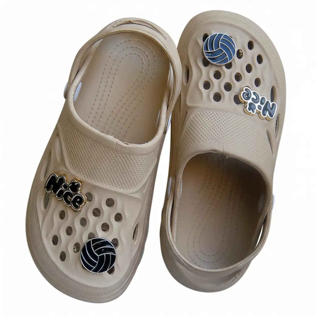 Beige EVR Girls Crocks Lightweight Comfortable Kids Footwear