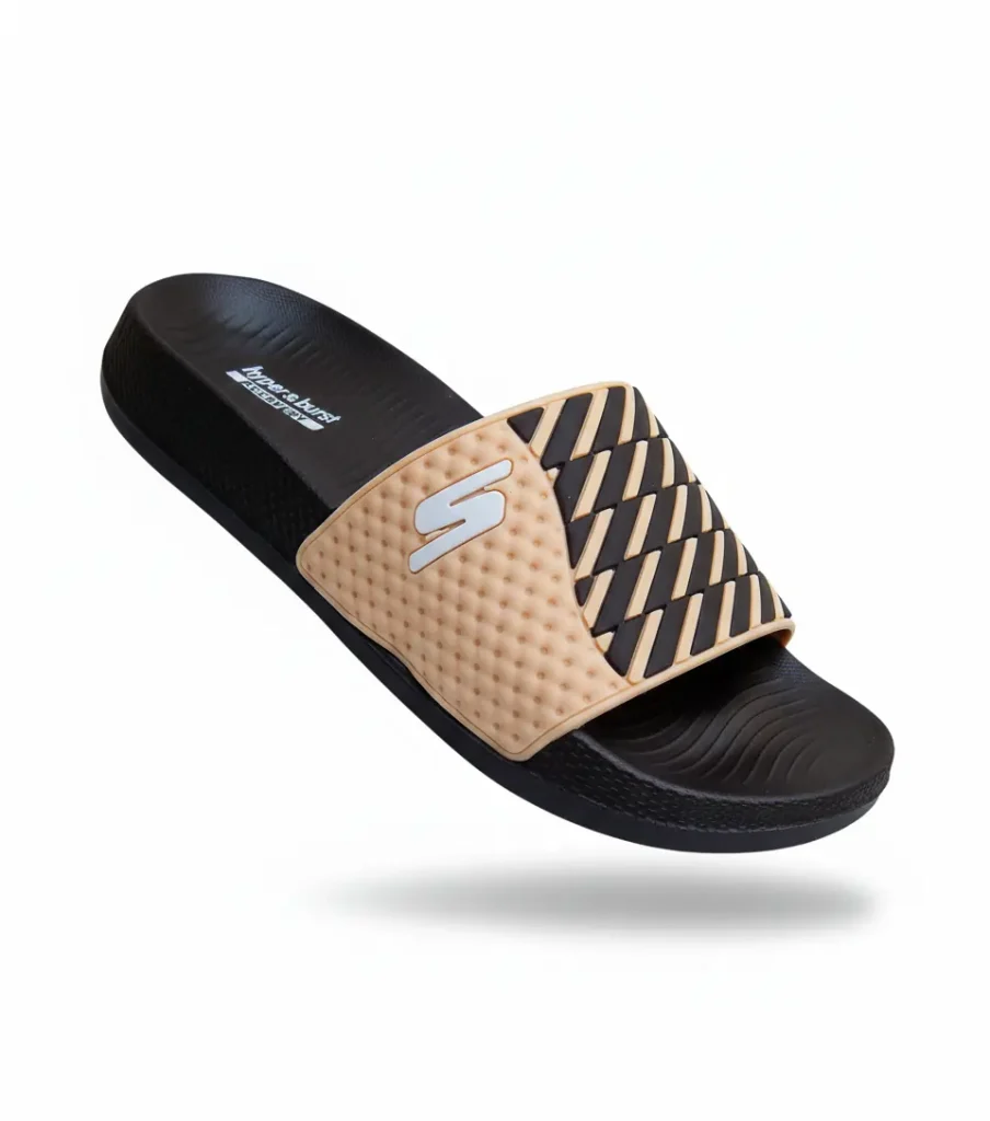 Black & Beige Gents Slipper Comfortable PU Casual Slippers