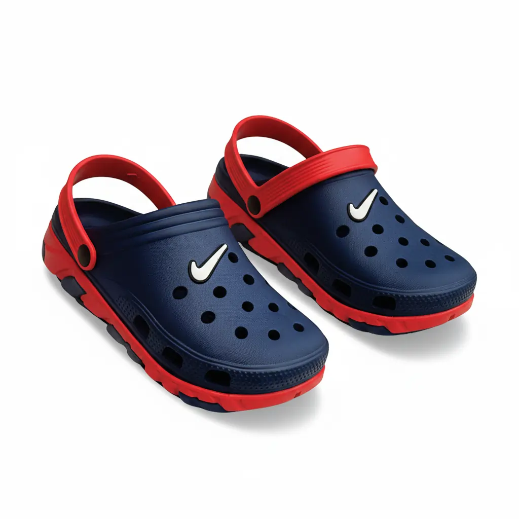 Gents Crocs – Navy Blue & Red Lightweight Comfort Clogs