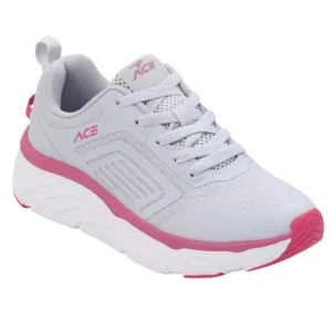 Grey & Pink Sports Sneakers for Women Cushioned Running Shoes