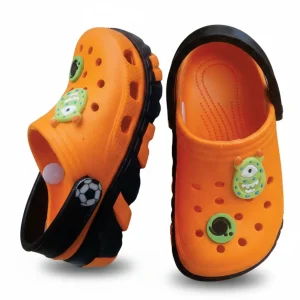 Kids EVA Crocs Orange & Black Dadson Footwear