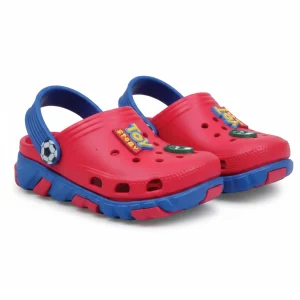 Kids Red Blue EVA Crocs with Back Strap – Lightweight Comfort Shoes