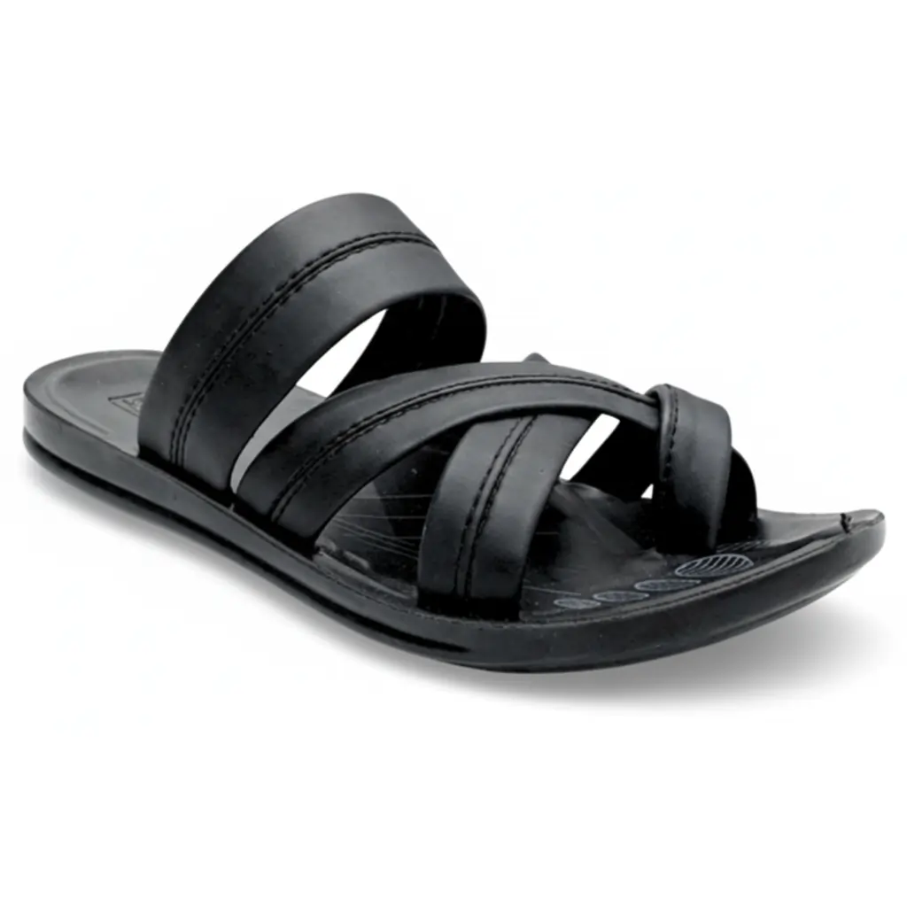Men’s Black Casual Sandals Comfortable Cross Strap Daily Wear