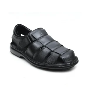 Men’s Black Leather Sandals Comfortable Daily Wear Footwear