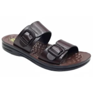 Men’s Brown Double Buckle Slippers Comfortable Casual Wear