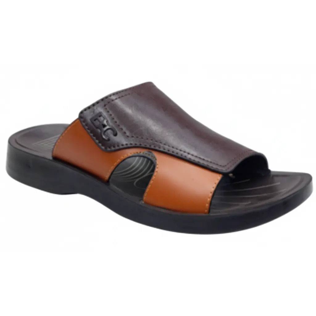 Men’s brown Two-Tone Casual Slippers Comfortable Daily Slides