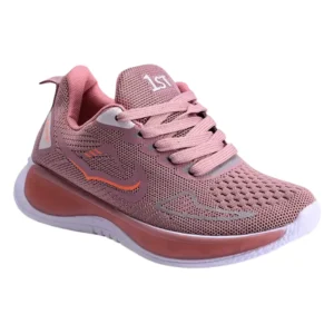Pink Mesh Lace-Up Sneakers for Women Lightweight Comfort Shoes