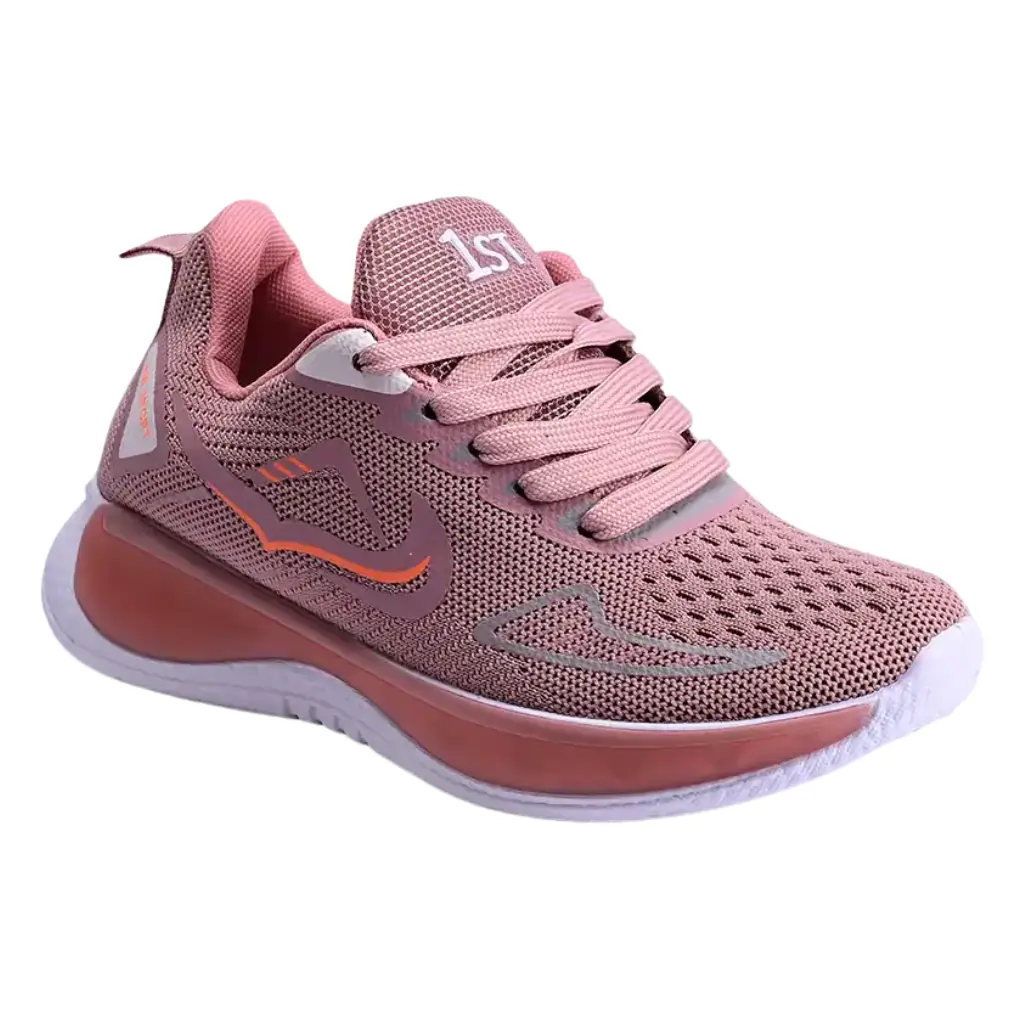 Pink Mesh Lace-Up Sneakers for Women | Lightweight Comfort Shoes