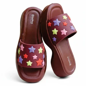 Women Star Design Slippers Maroon Comfortable EVA Slides